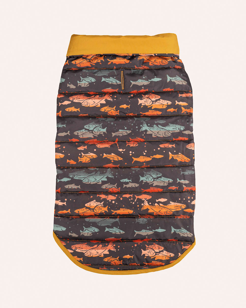 ALTERNATE VIEW OF SALMON FALLS PET PUFFER COAT IN BLUE/GOLD MULTI image number 3