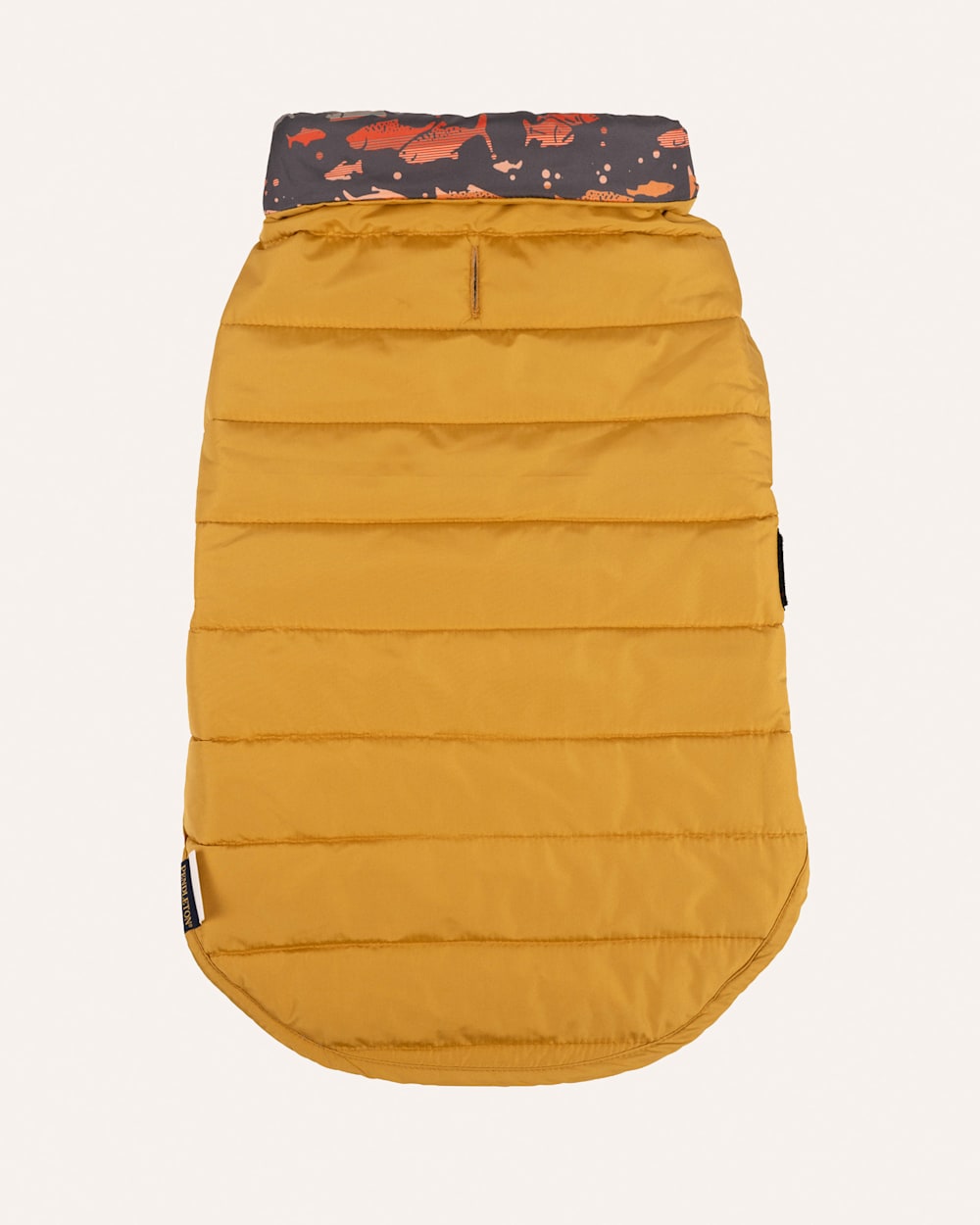 ALTERNATE VIEW OF SALMON FALLS PET PUFFER COAT IN BLUE/GOLD MULTI image number 4