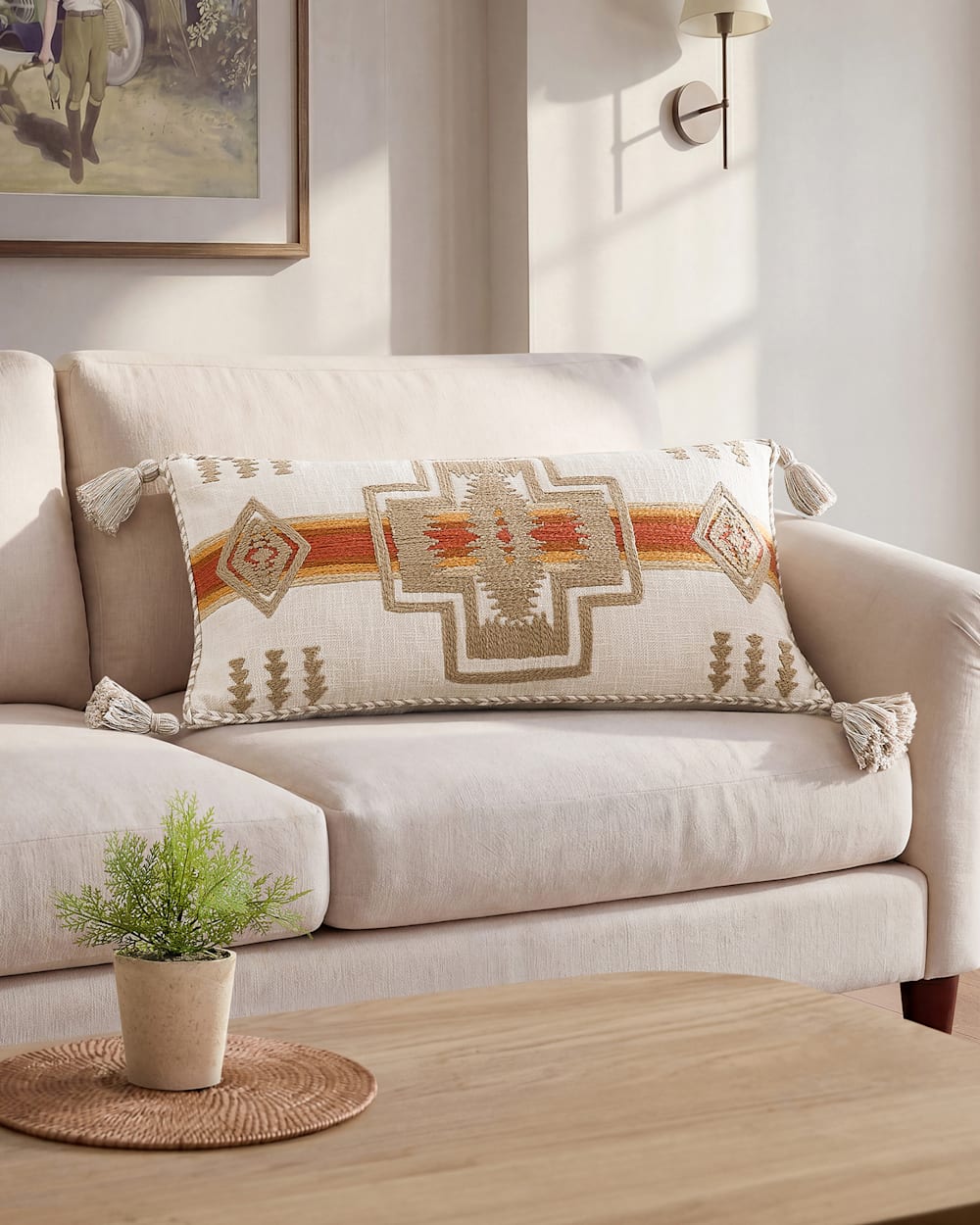 HARDING EMBROIDERED HUG PILLOW IN IVORY MULTI image number 1