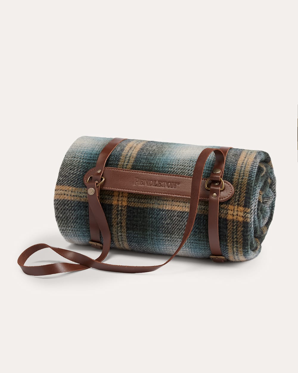 MOTOR ROBE THROW WITH LEATHER CARRIER IN TOWNSEND PLAID image number 1