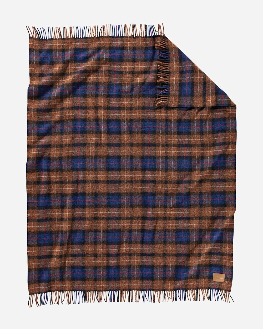 FLAT VIEW OF MOTOR ROBE WITH LEATHER CARRIER IN SHELTER BAY PLAID image number 2