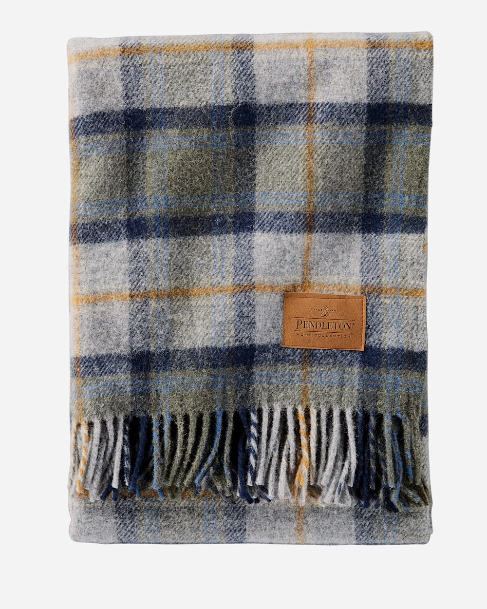 Motor Fringed Checked Virgin Wool Blanket