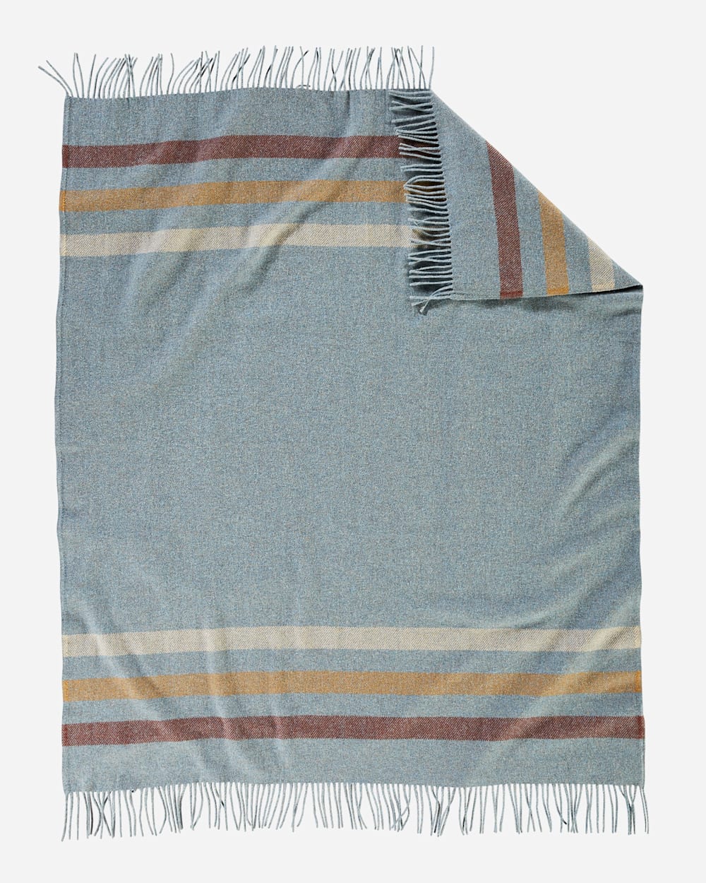 ECO-WISE WOOL FRINGED THROW IN SHALE STRIPE image number 1