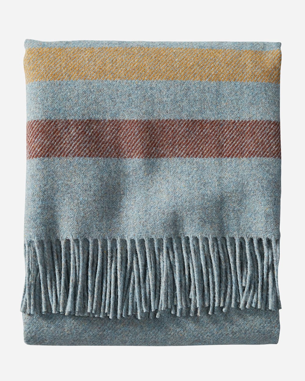 ALTERNATE VIEW OF ECO-WISE WOOL FRINGED THROW IN SHALE STRIPE image number 2