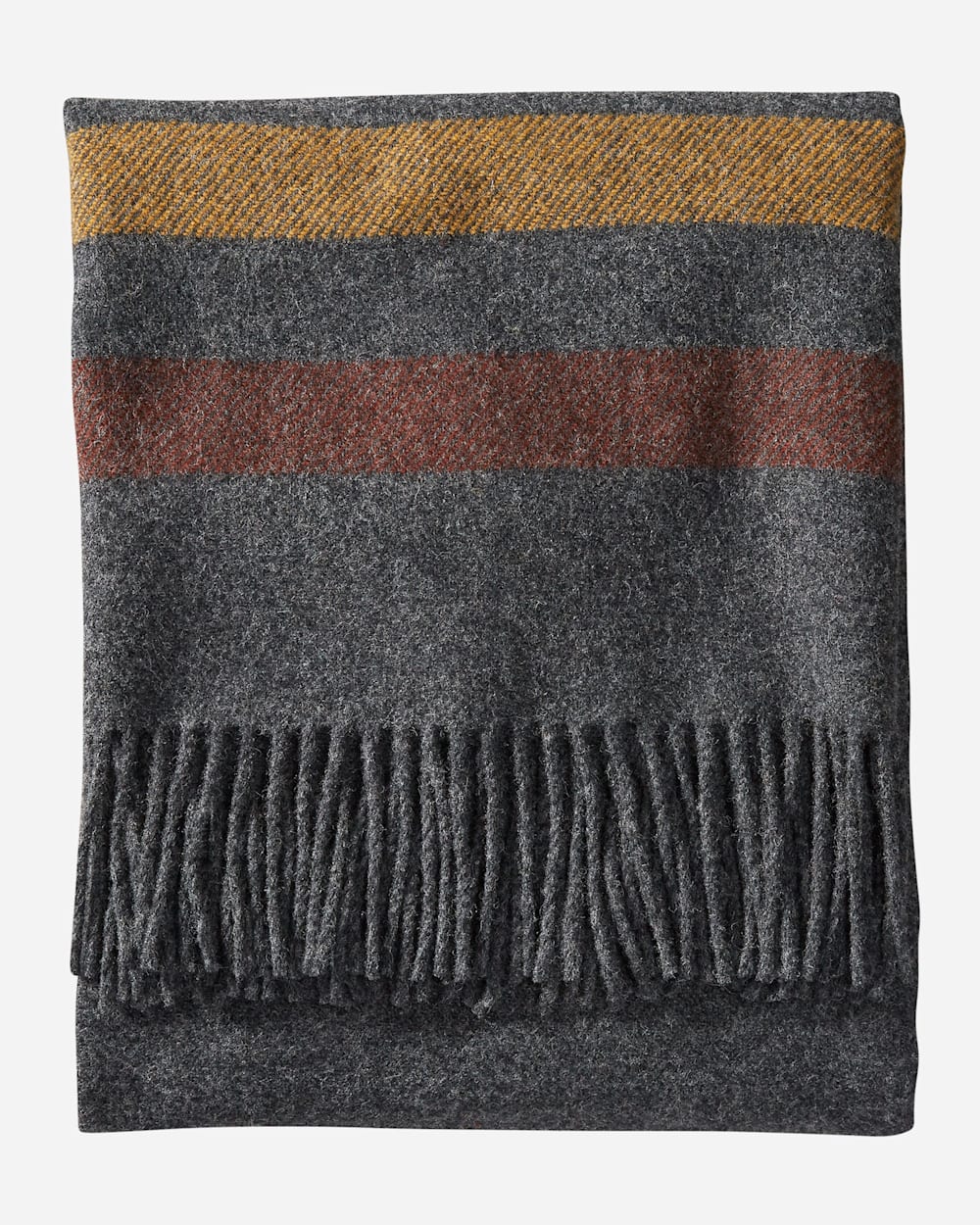 ALTERNATE VIEW OF ECO-WISE WOOL FRINGED THROW IN OXFORD STRIPE image number 2
