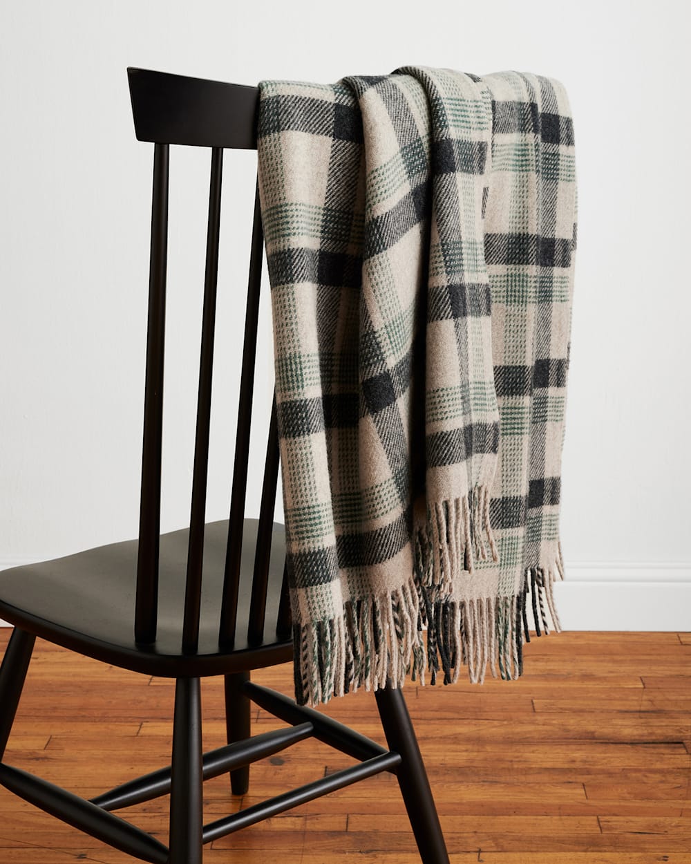 ALTERNATE VIEW OF ECO-WISE WOOL FRINGED THROW IN OAT KELSO PLAID image number 5