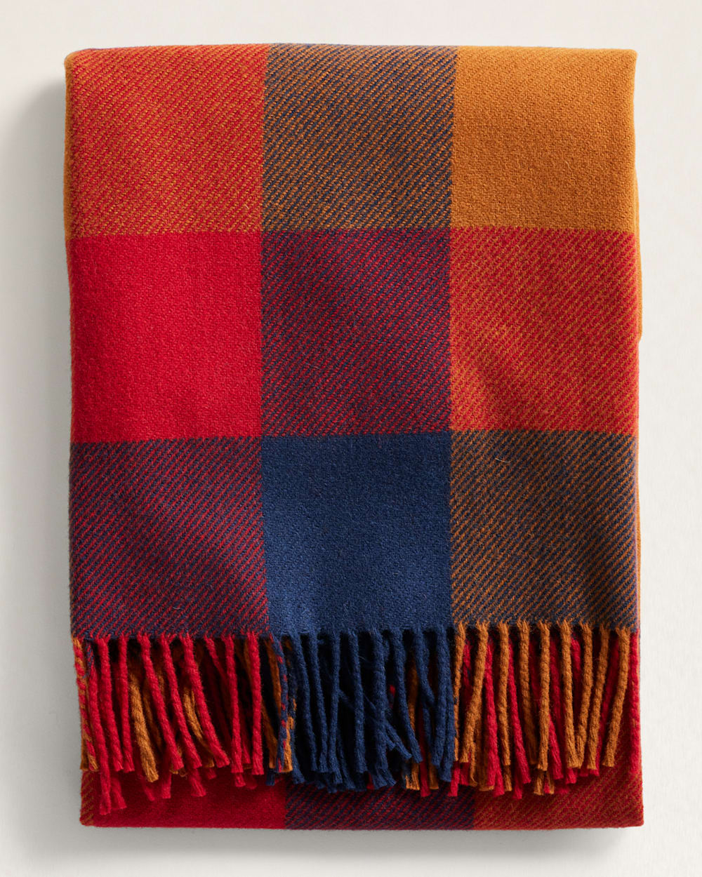 ECO-WISE WOOL FRINGED THROW IN COPPER/RED image number 1