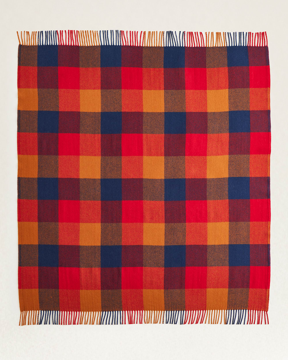 ALTERNATE VIEW OF ECO-WISE WOOL FRINGED THROW IN COPPER/RED image number 2