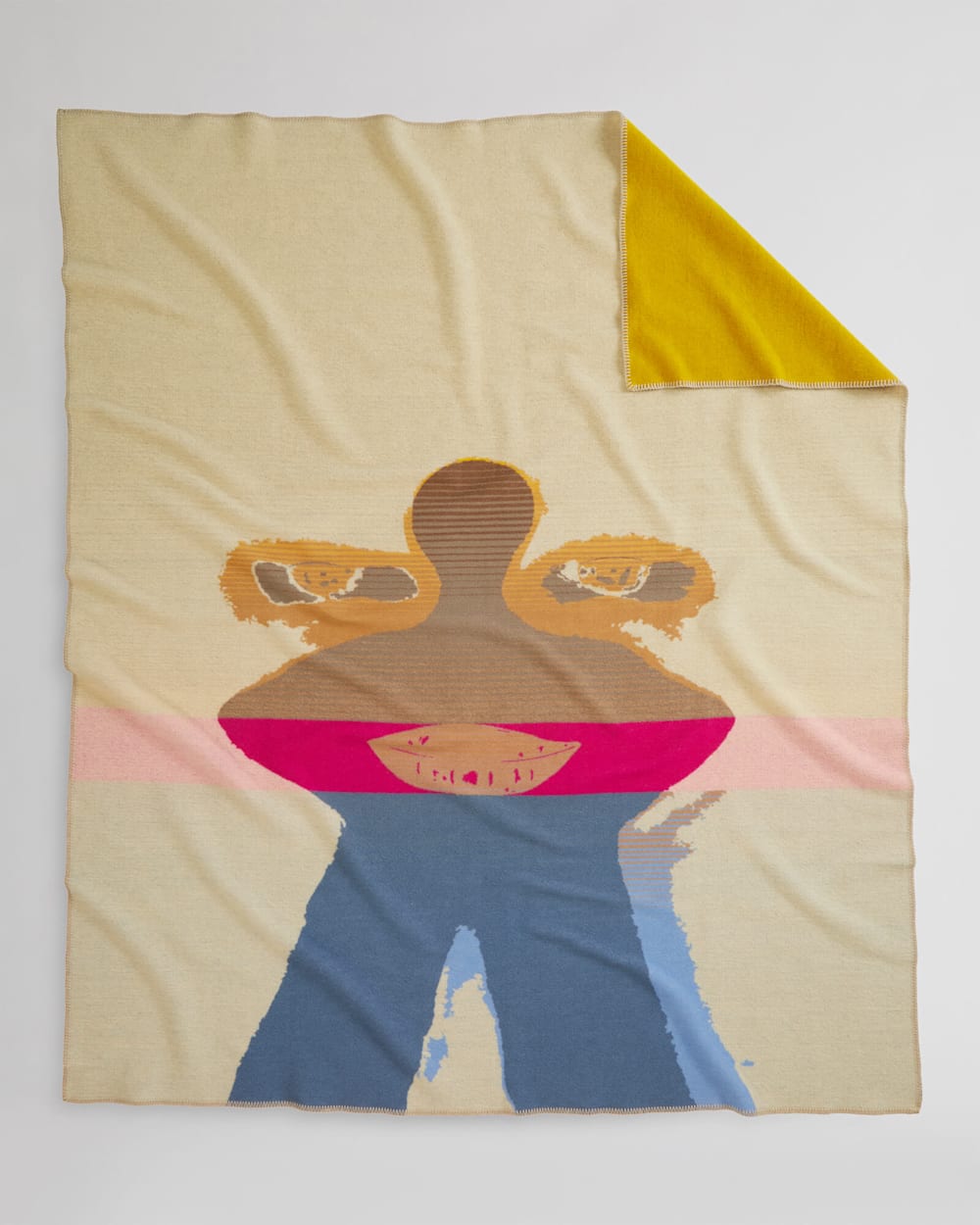 BACKVIEW OF ANDRE WALKER VOICE OF THE BODY BLANKET IN GOLD/BLUE MULTI image number 2