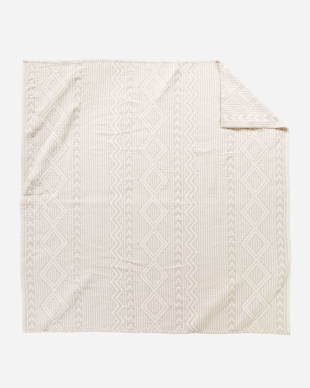 ALTERNATE VIEW OF GANADO COTTON MATELASSE COVERLET IN BEIGE image number 3