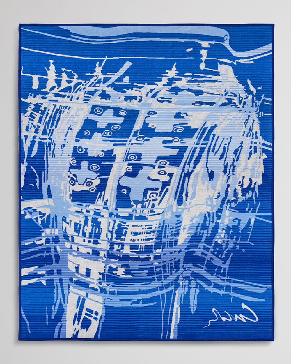 ALTERNATE VIEW OF CHIHULY BLANKET #25 IN IVORY/BLUE image number 2