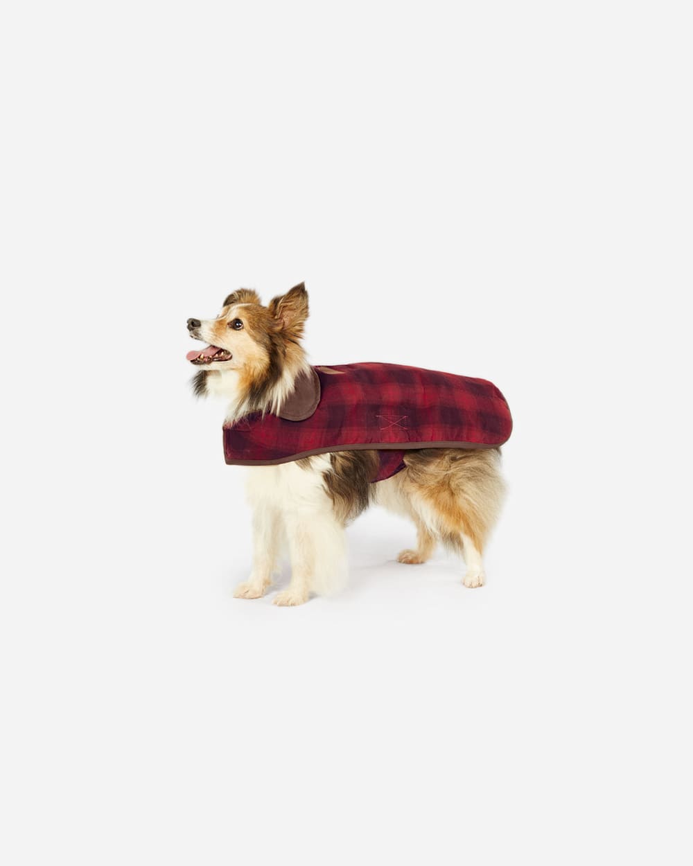RED OMBRE PLAID DOG COAT IN SIZE SMALL image number 6