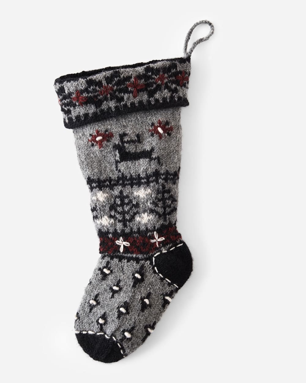 REINDEER STOCKING IN LIGHT OLIVE image number 1