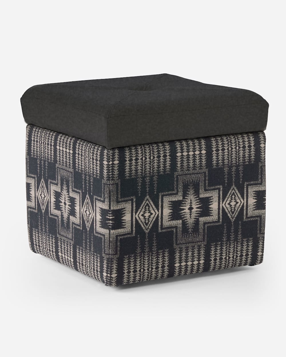 FANNIE KAY STORAGE OTTOMAN IN CHARCOAL/HARDING BLACK image number 1