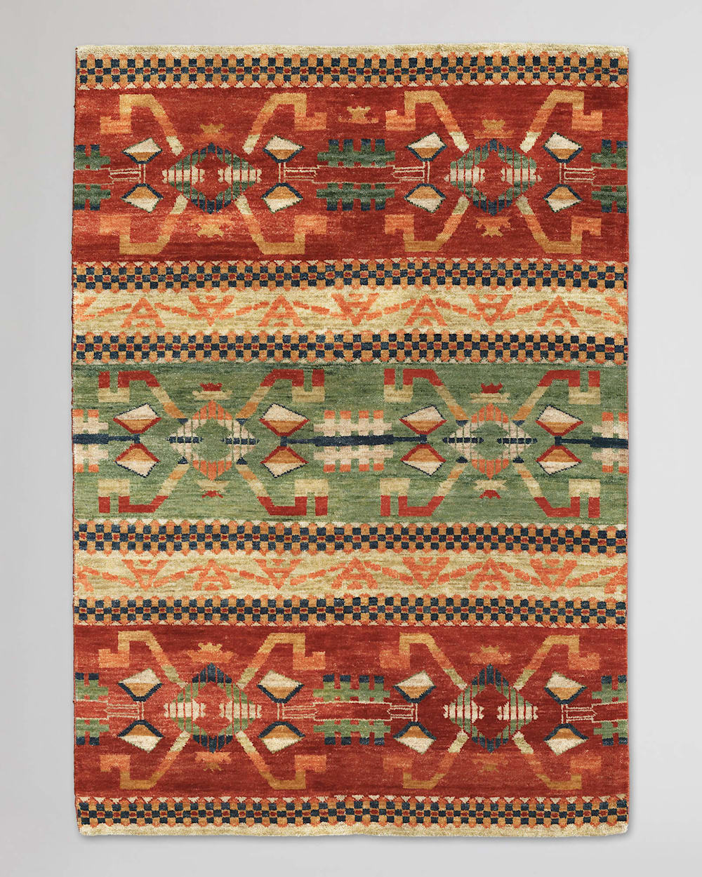ANAZAZI HANDMADE RUG IN GREEN/RED image number 1