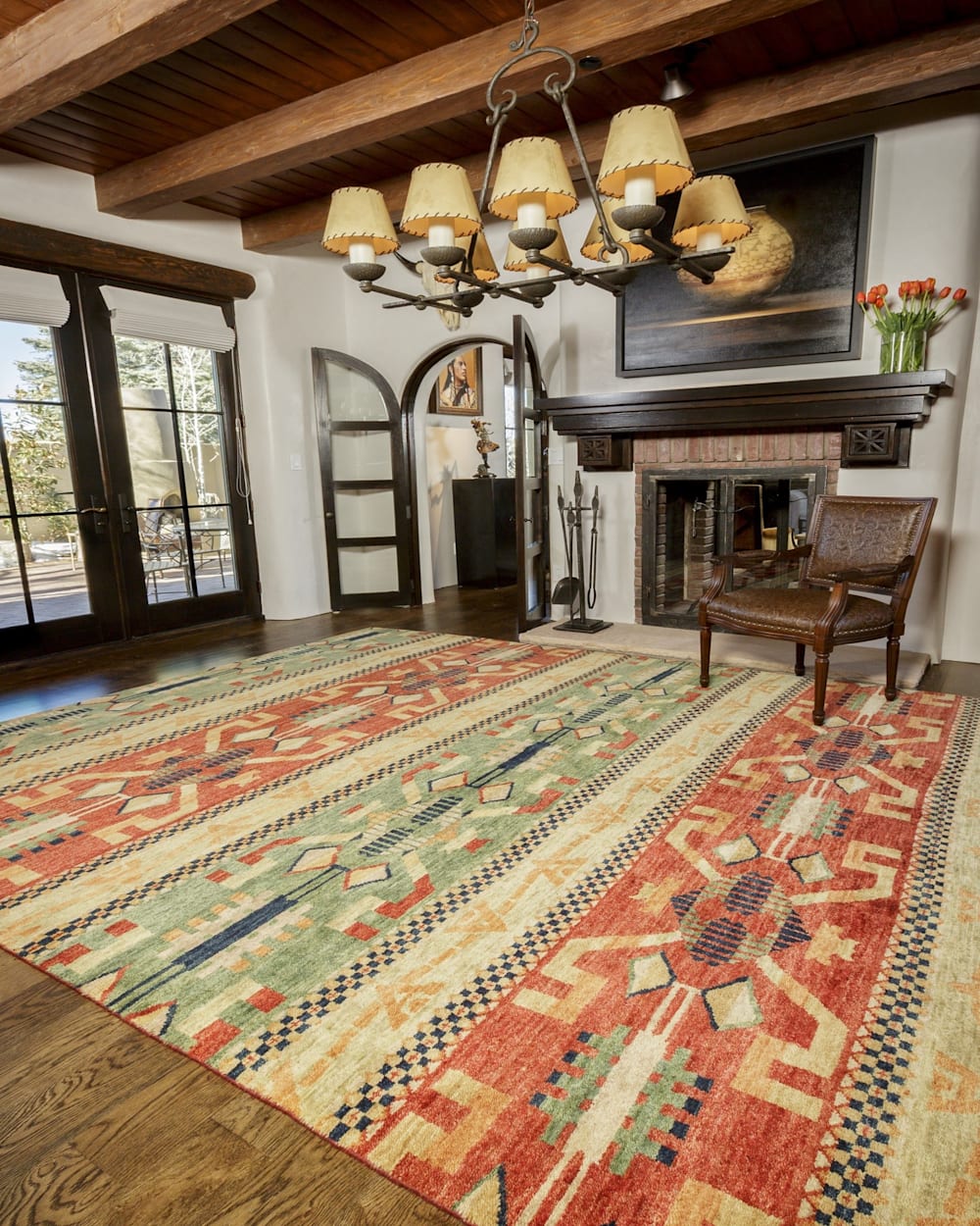ANAZAZI HANDMADE RUG IN GREEN/RED image number 3