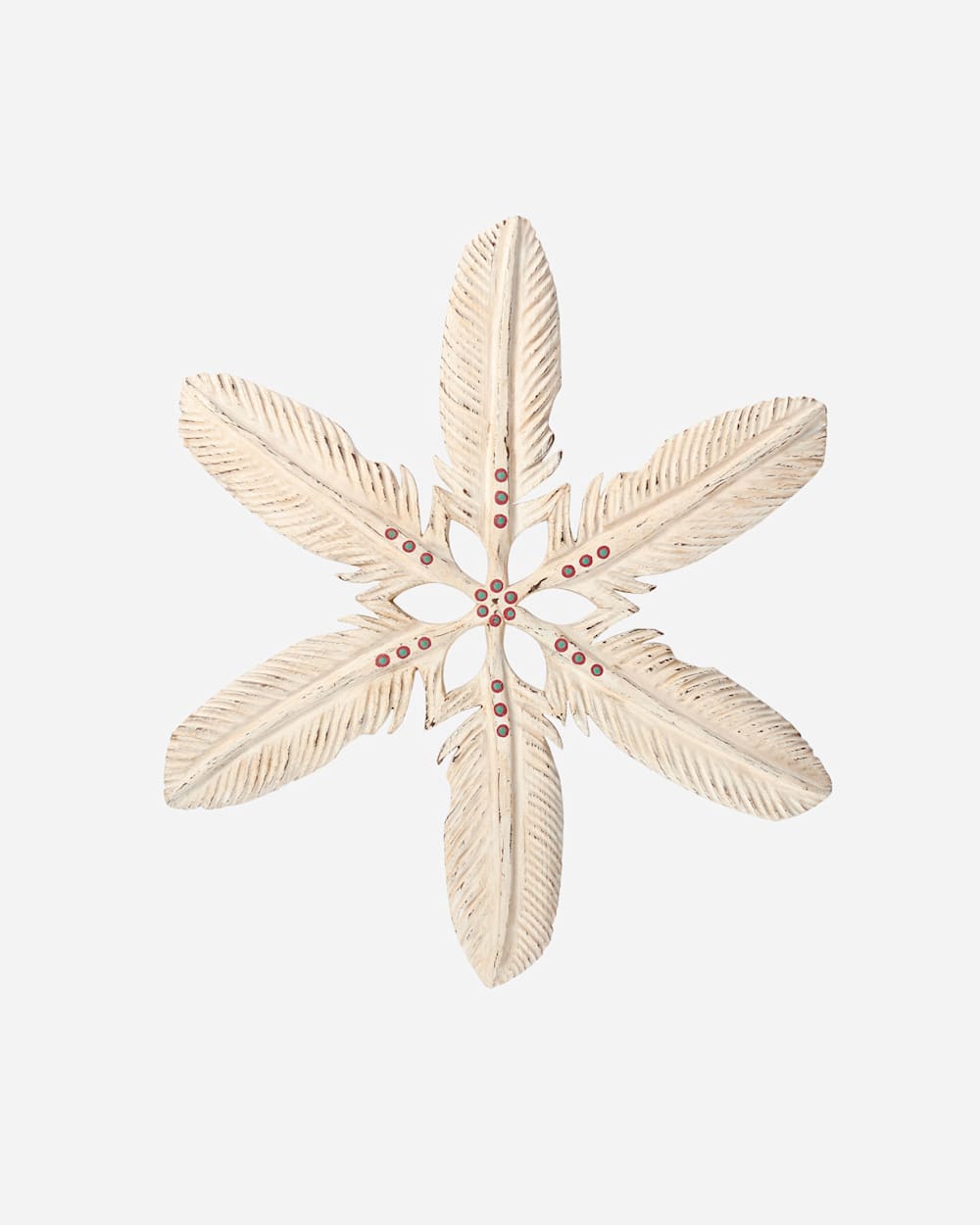 HAND CARVED FEATHER SNOWFLAKE IN NATURAL image number 1