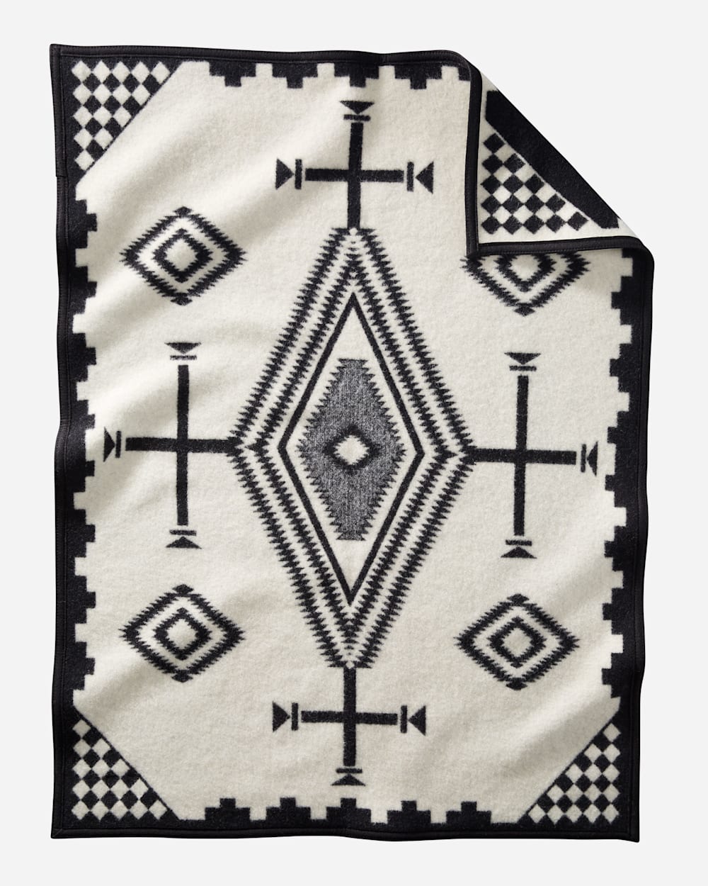 ALTERNATE VIEW OF LOS OJOS CRIB BLANKET IN BLACK/ WHITE image number 2