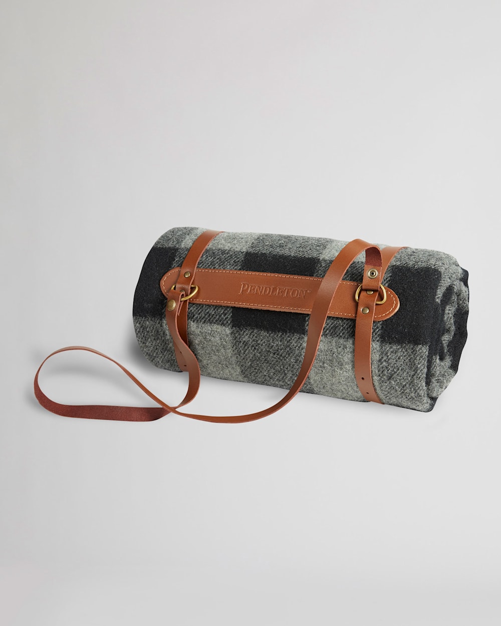 ALTERNATE VIEW OF MOTOR ROBE THROW WITH LEATHER CARRIER IN ROB ROY CHARCOAL image number 3