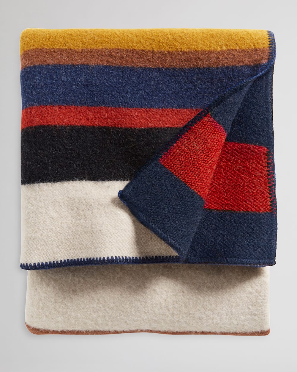 BRIDGER WOOL THROW WITH CARRIER IN NAVY CASCADE STRIPE image number 1