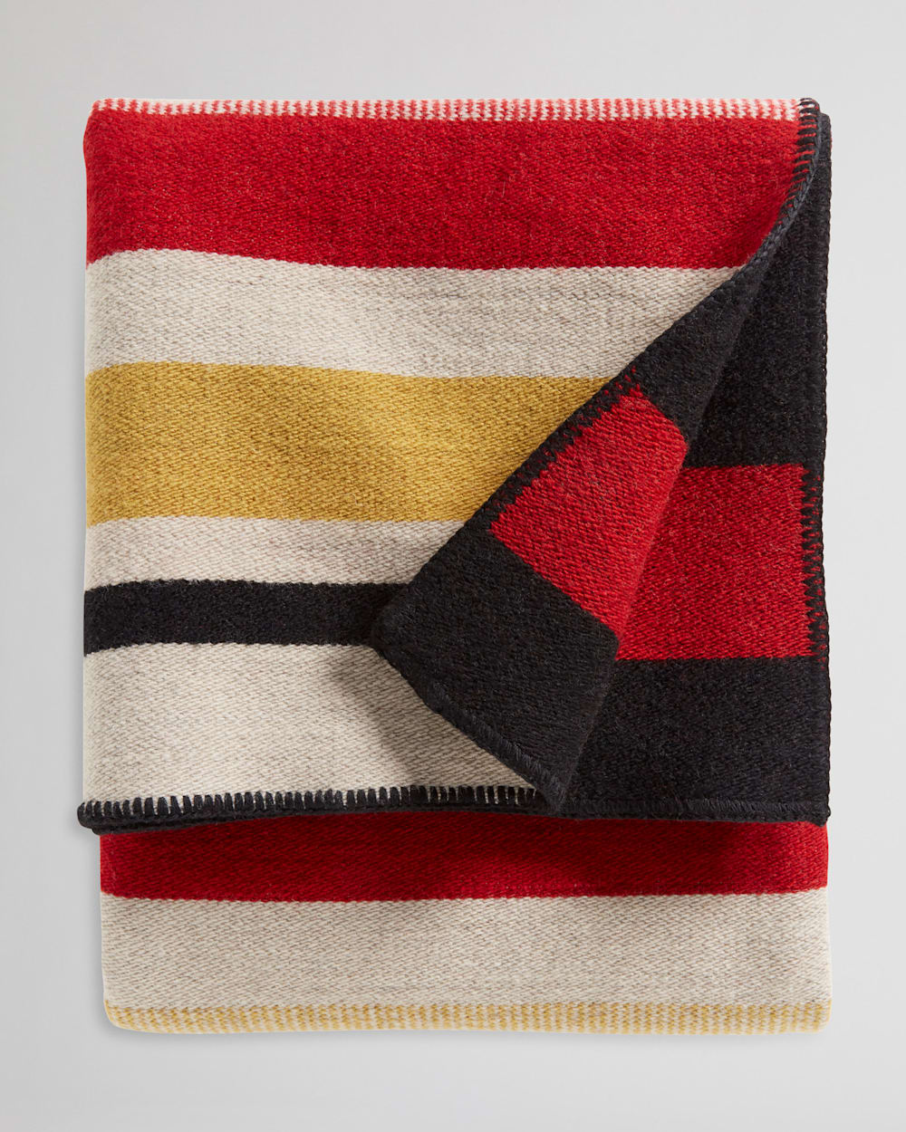 ALTERNATE VIEW OF BRIDGER WOOL THROW WITH CARRIER IN BLACK BOULDER STRIPE image number 3