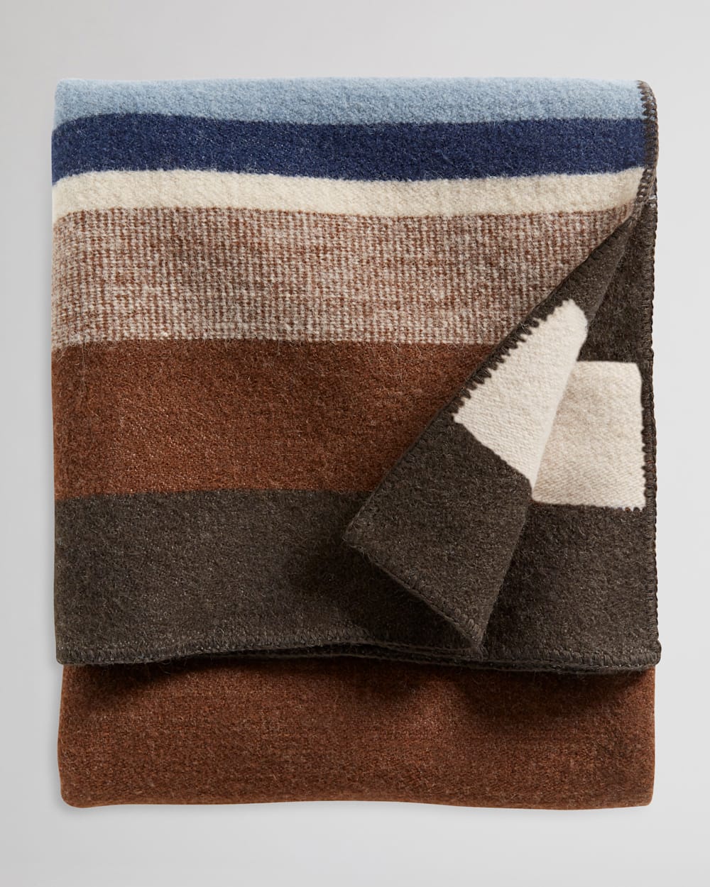 ALTERNATE VIEW OF BRIDGER WOOL THROW WITH CARRIER IN BLACK TRAIL STRIPE image number 2