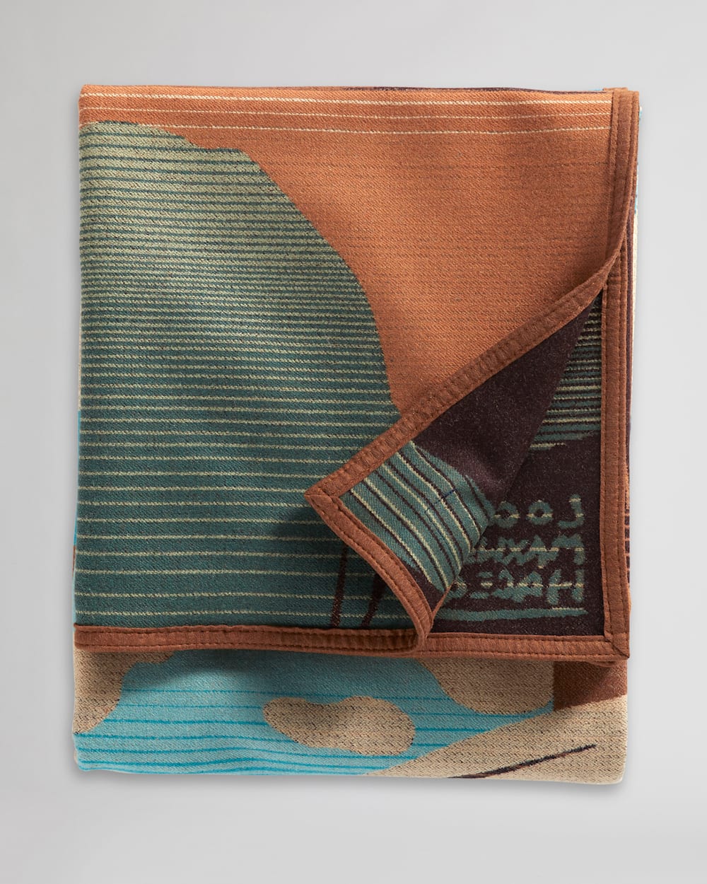 ALTERNATE VIEW OF RESTING PLACE BLANKET IN TAN/TURQUOISE image number 3