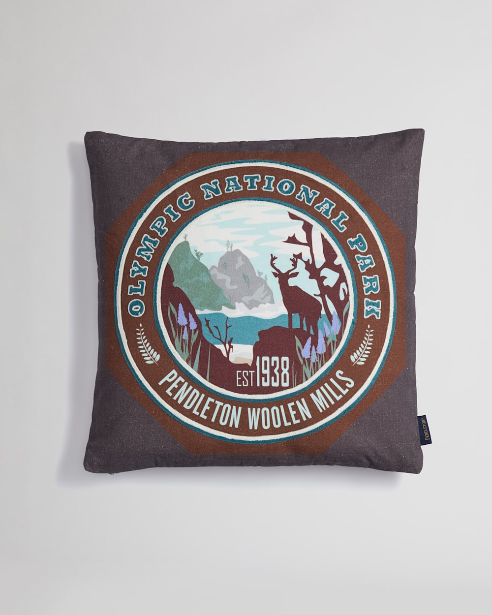 OLYMPIC NATIONAL PARK PATCH PILLOW IN GRAY image number 1