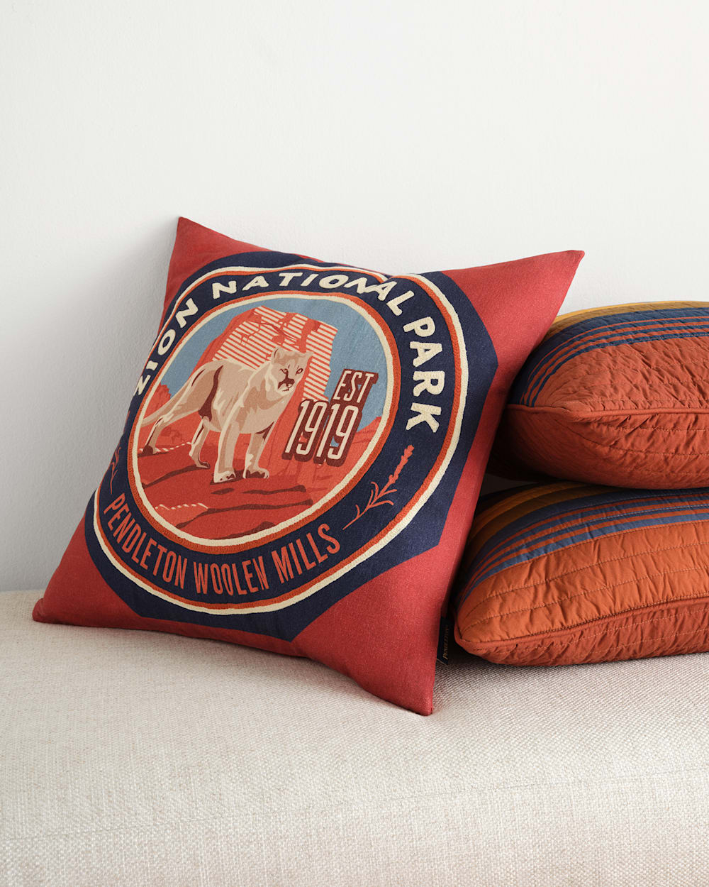 ALTERNATE VIEW OF ZION NATIONAL PARK QUILTED PILLOW IN RED MULTI image number 4