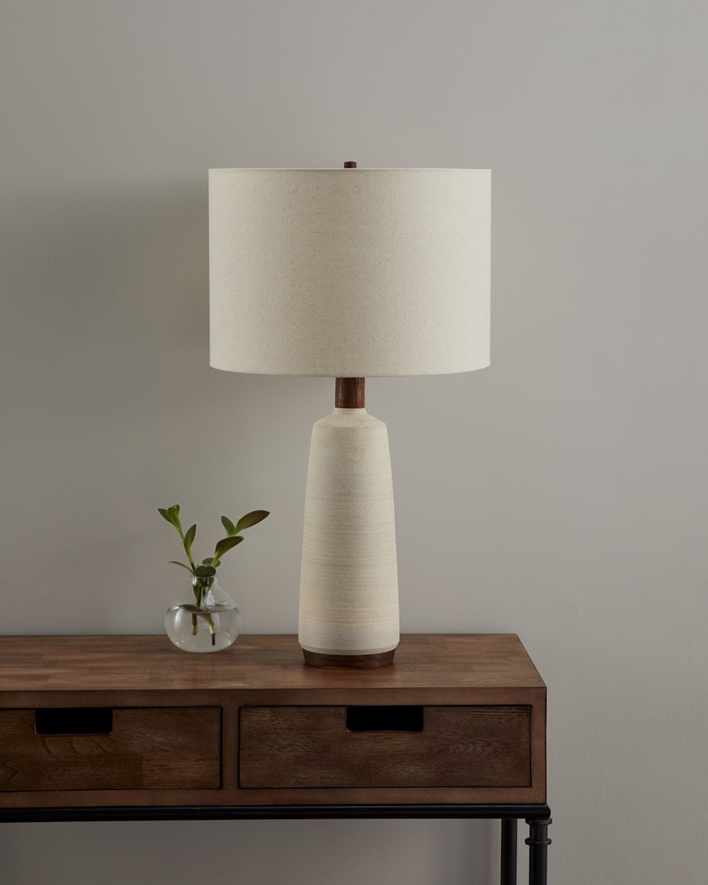 ALTERNATE VIEW OF RAW STONEWARE TABLE LAMP IN WHITE image number 2