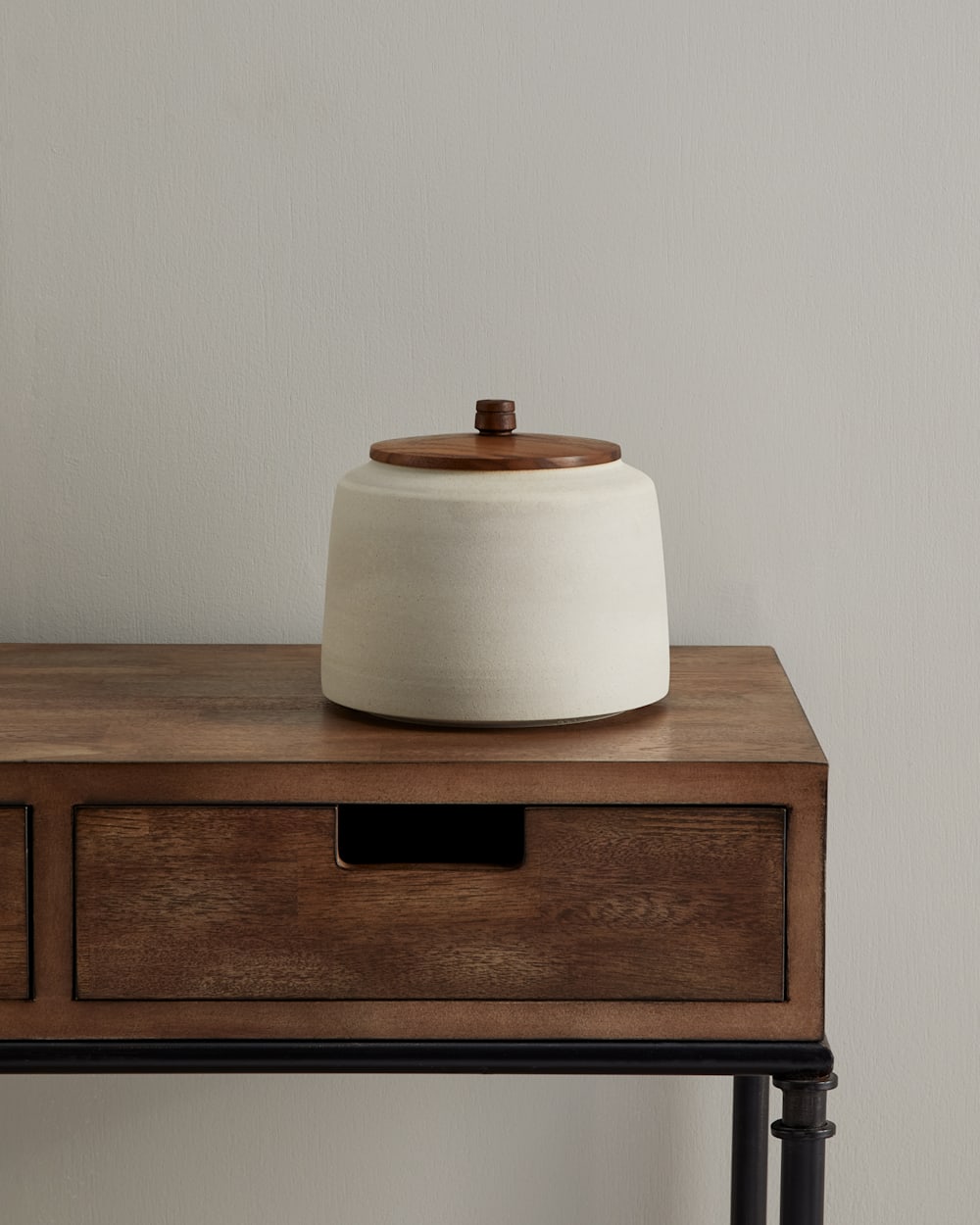 RAW STONEWARE KITCHEN CANISTER IN WHITE image number 1