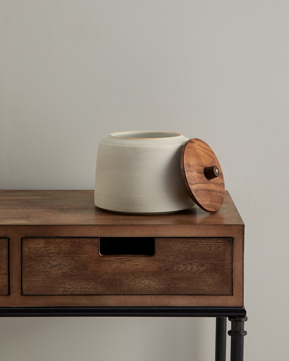 ALTERNATE VIEW OF RAW STONEWARE KITCHEN CANISTER IN WHITE image number 2