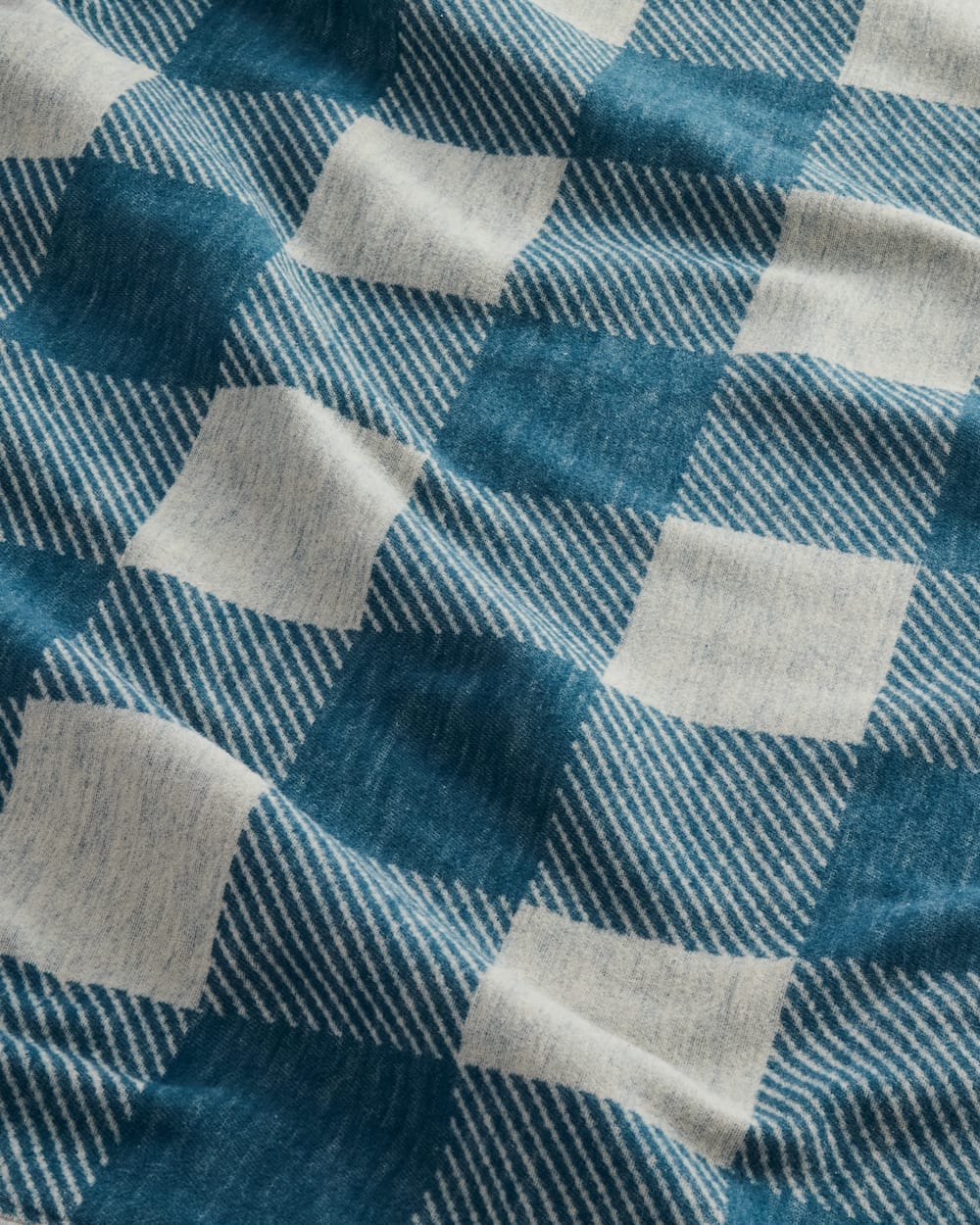 CLOSE UP VIEW OF ROB ROY ORGANIC COTTON BLANKET IN MARINE image number 2