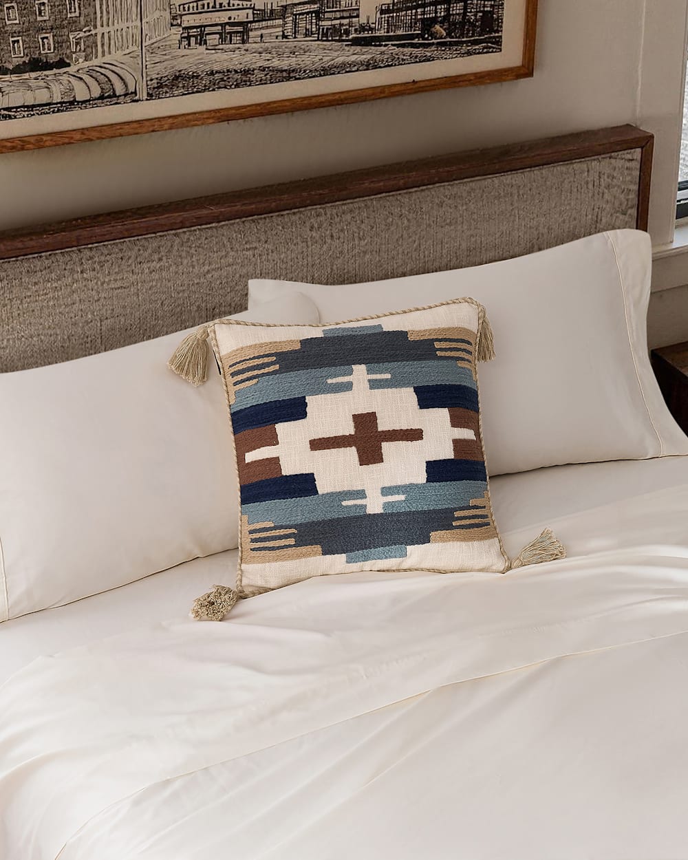 ALTERNATE VIEW OF SHIPROCK EMBROIDERED SQUARE PILLOW IN TAN image number 2