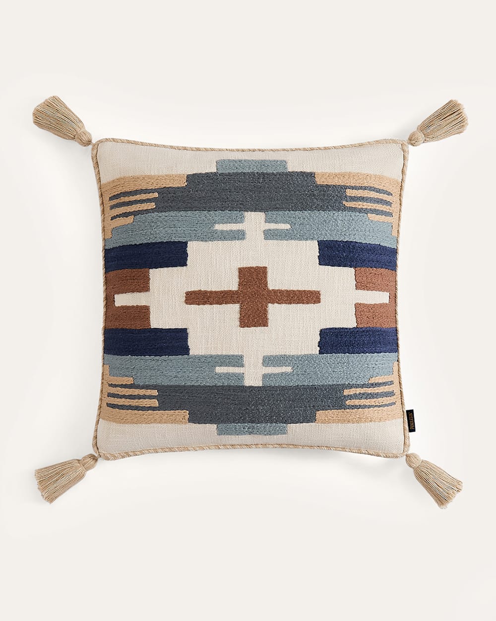 ALTERNATE VIEW OF SHIPROCK EMBROIDERED SQUARE PILLOW IN TAN image number 3