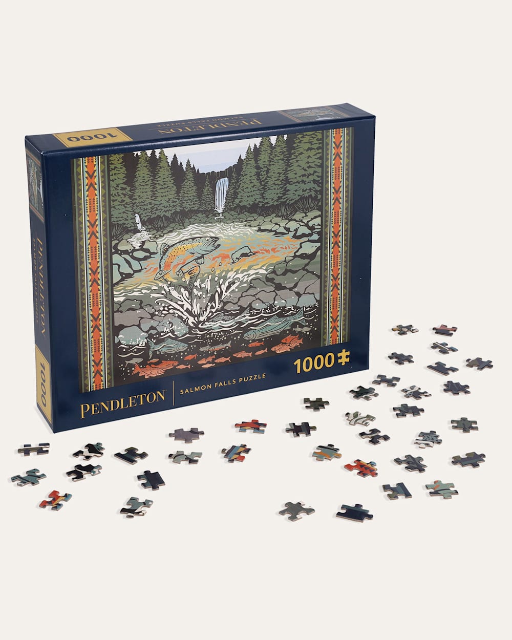 ALTERNATE VIEW OF SALMON FALLS 1000 PIECE PUZZLE IN MULTI image number 2