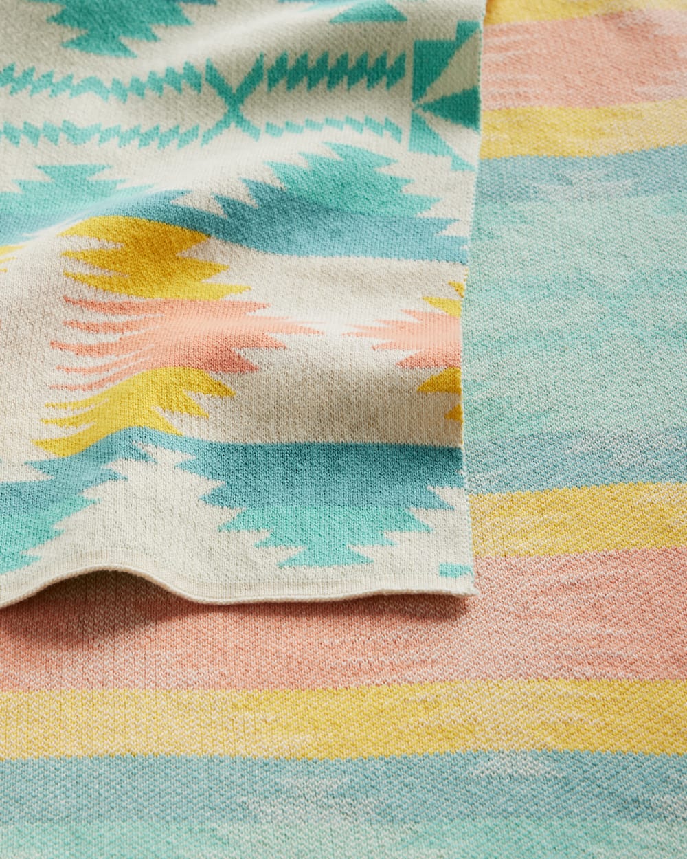 ALTERNATE VIEW OF KNIT BABY BLANKET WITH BEANIE IN TAN MULTI image number 5