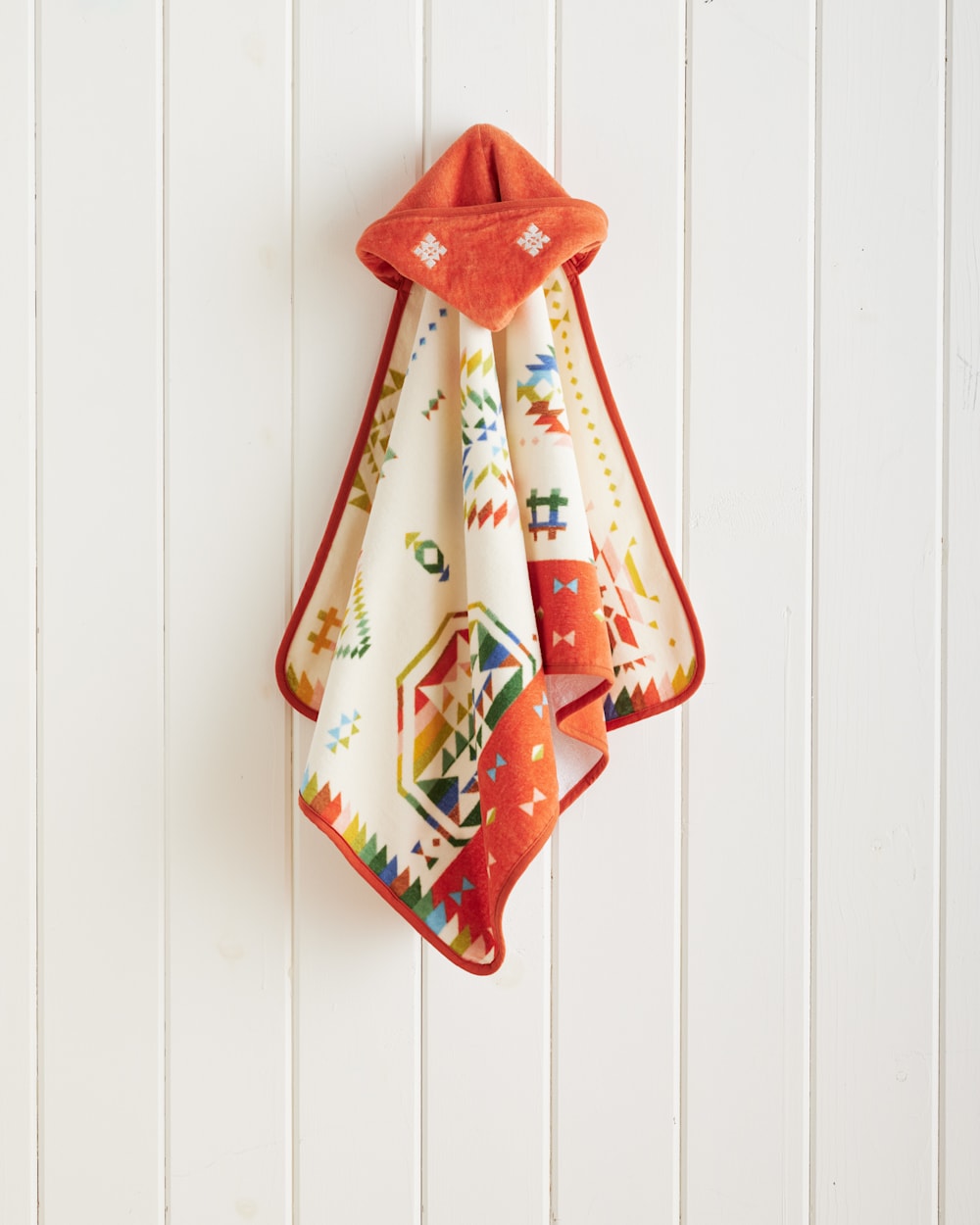 ALTERNATE VIEW OF WILD BLOOMS HOODED BABY TOWEL IN WHITE/CORAL MULTI image number 5