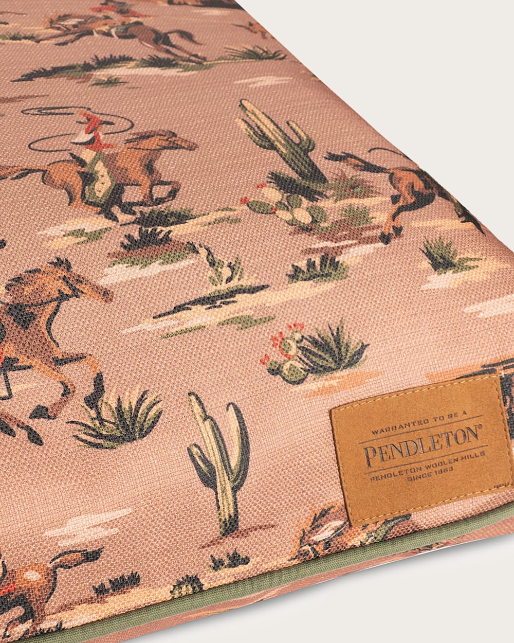 ALTERNATE VIEW OF COWBOY PLAINS ALL SEASON PET BED - NAPPER IN TAN COWBOY PLAINS image number 3