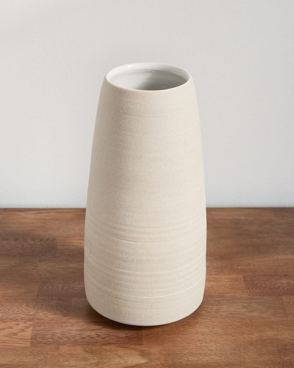 HANDMADE STONEWARE & WOOD STEM VASE IN NATURAL image number 1