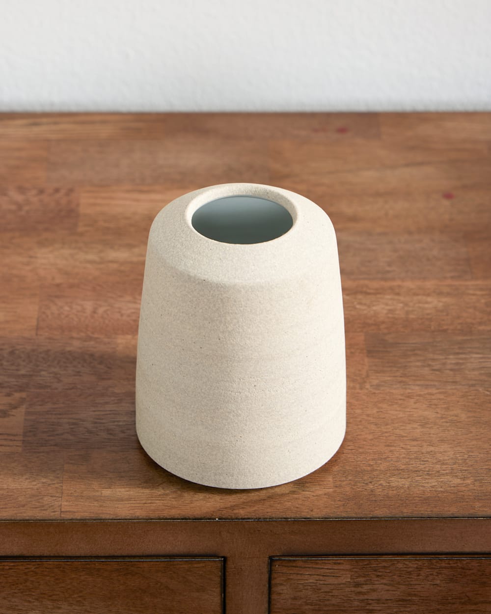 HANDMADE STONEWARE & WOOD BUD VASE IN NATURAL image number 1