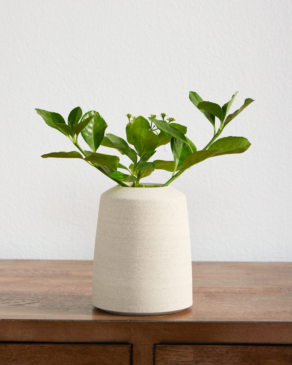 ALTERNATE VIEW OF HANDMADE STONEWARE & WOOD BUD VASE IN NATURAL image number 2