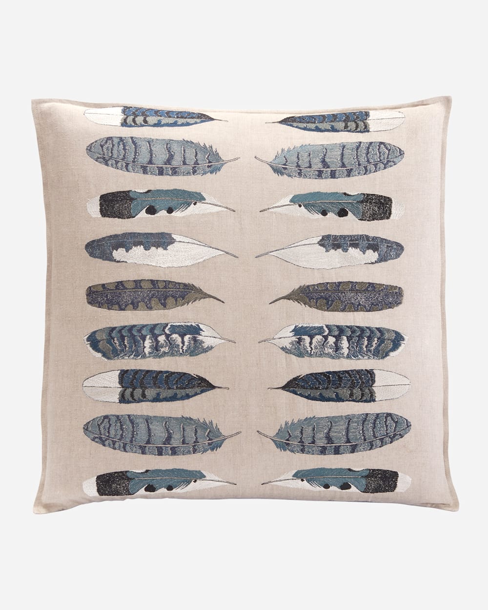 FEATHER HARMONY BLUE PILLOW  
IN NATURAL LINEN image number 1