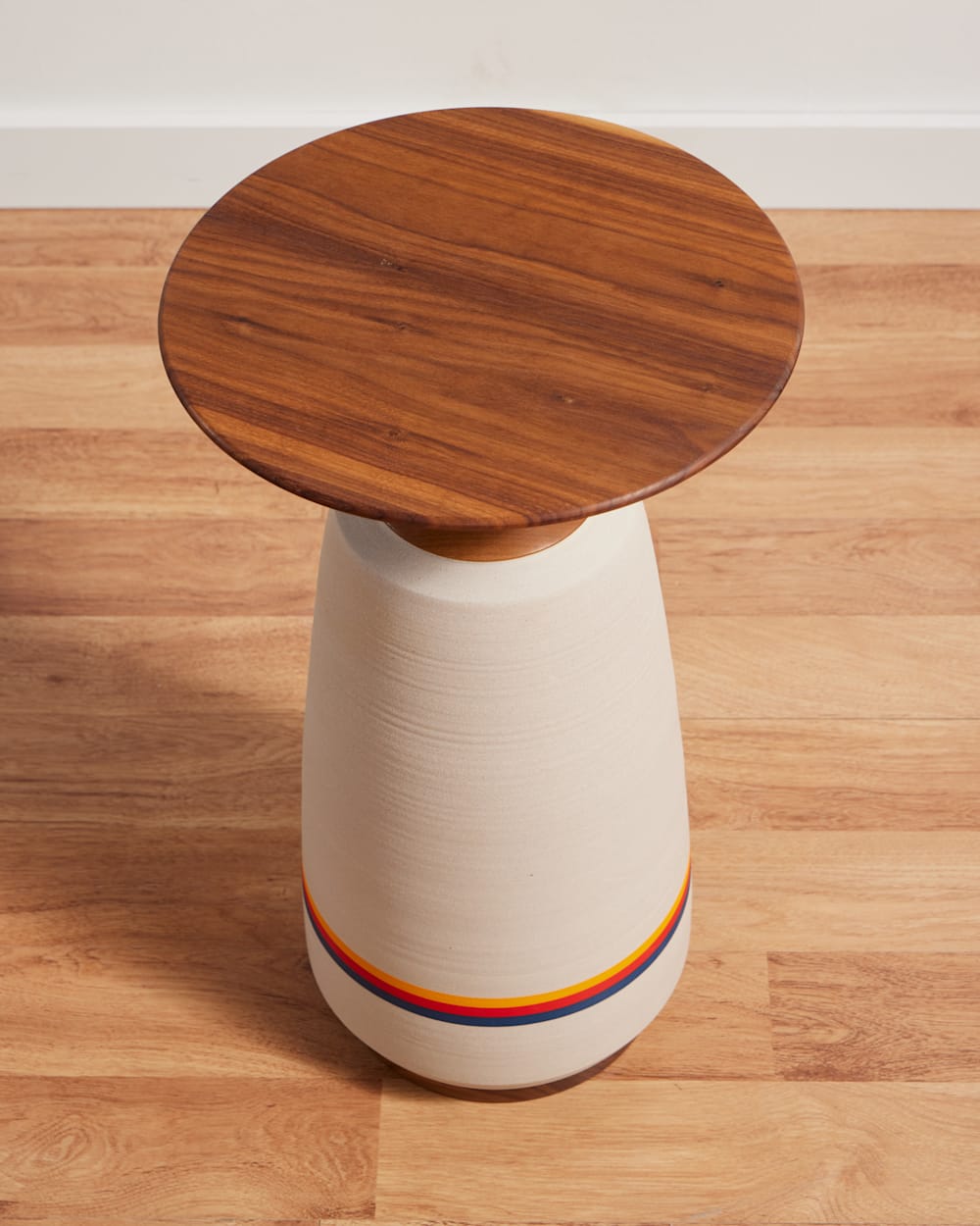 ALTERNATE VIEW OF HANDMADE STONEWARE & WOOD COCKTAIL TABLE IN SUNSET STRIPE image number 2