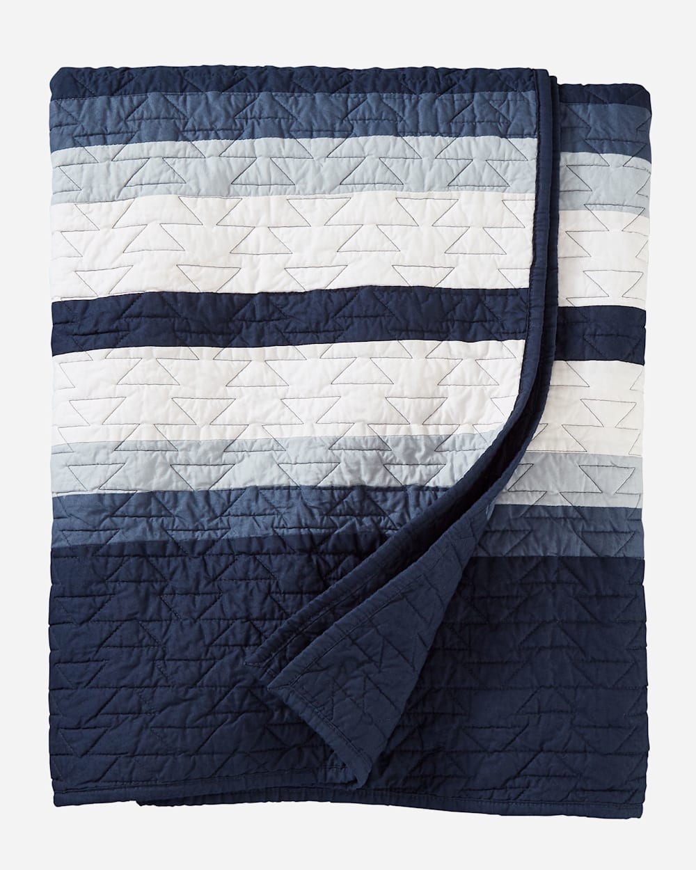 ALTERNATE VIEW OF CHIEF STAR PIECED QUILT SET IN NAVY image number 3