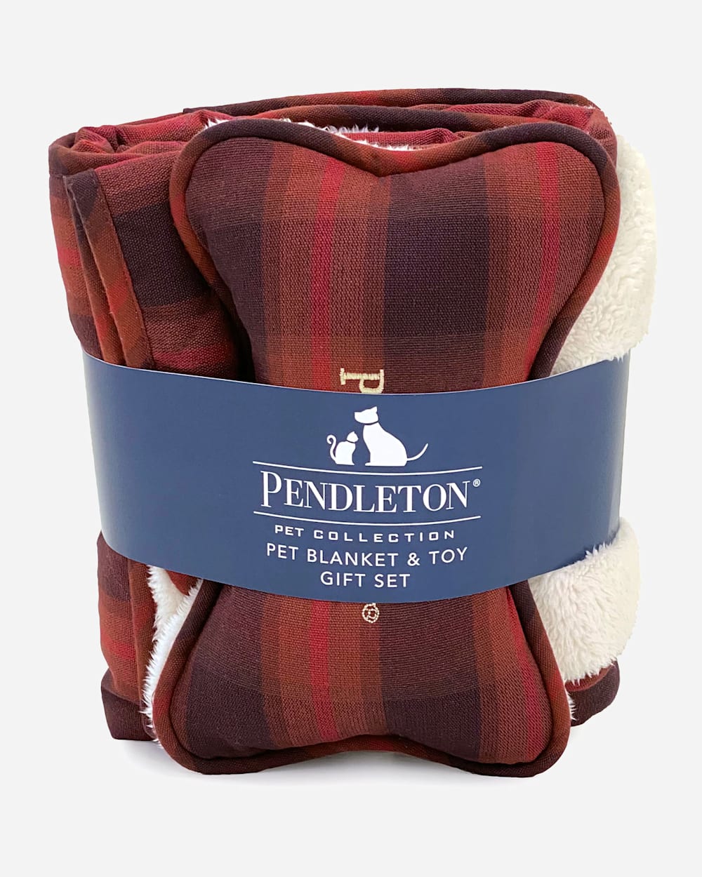 CLASSIC PLAID THROW AND TOY IN RED OMBRE PLAID image number 1