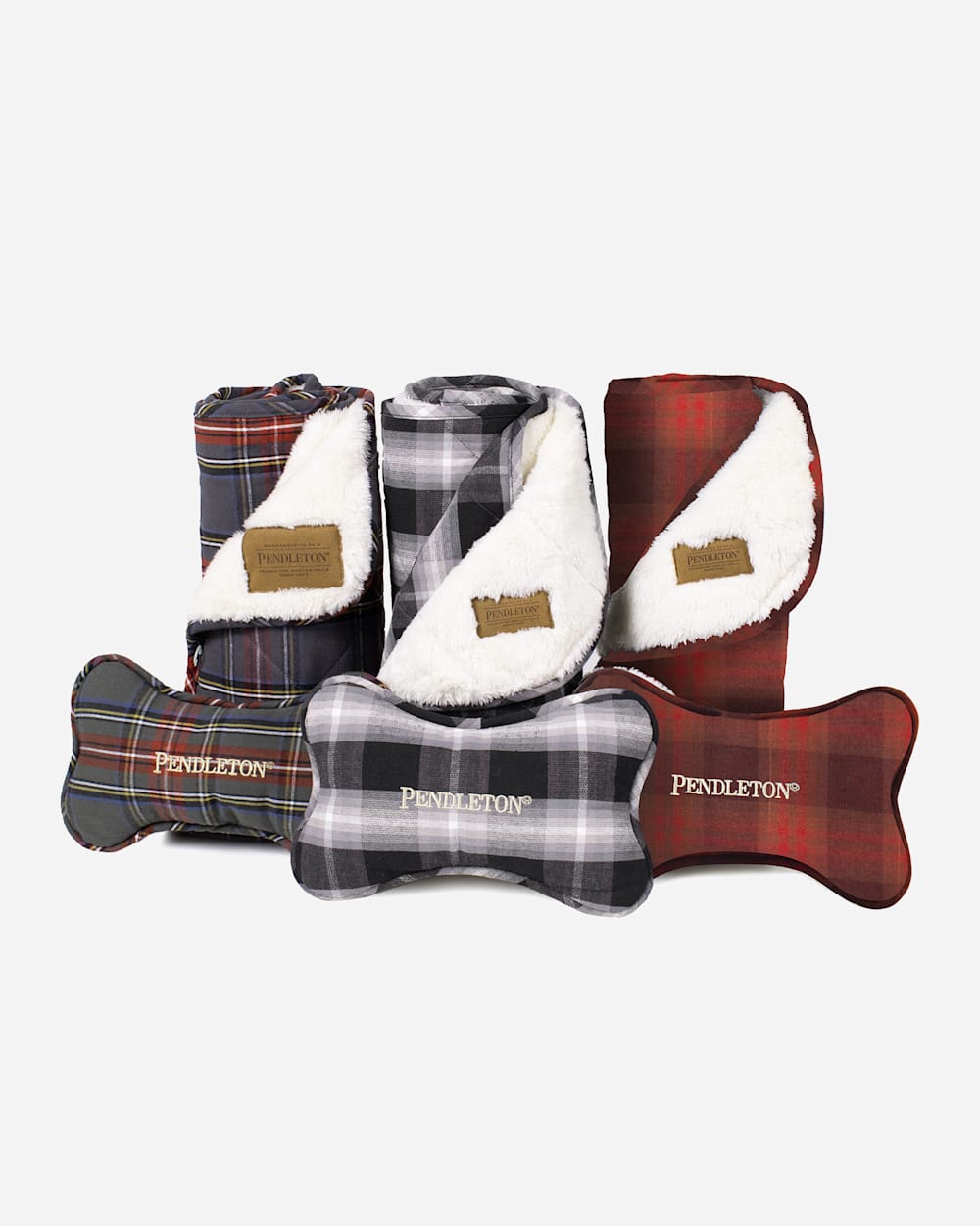 ALTERNATE VIEW OF CLASSIC PLAID THROW AND TOY IN RED OMBRE PLAID image number 2