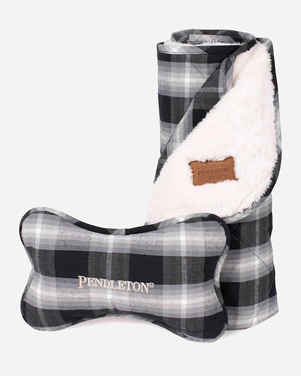 CLASSIC PLAID THROW AND TOY IN CHARCOAL OMBRE PLAID image number 1