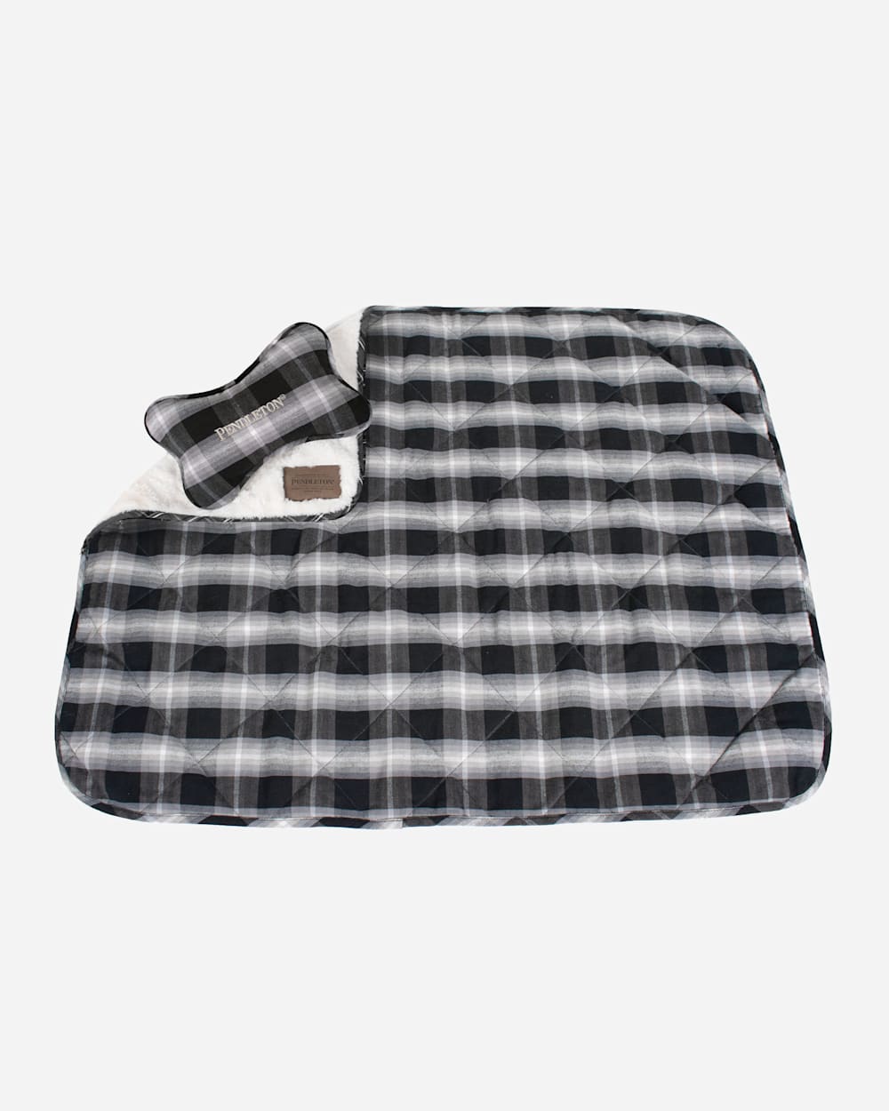 ALTERNATE VIEW OF CLASSIC PLAID THROW AND TOY IN CHARCOAL OMBRE PLAID image number 2