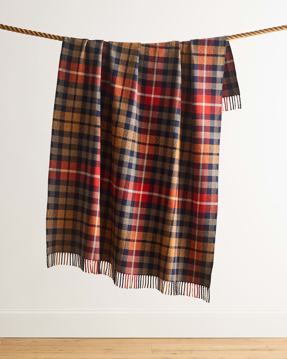 FIRESIDE THROW IN HICKORY NAVY/RUST image number 1